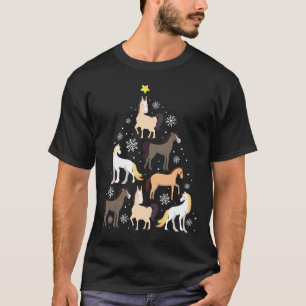 T-shirt Cadeau équestre mignon d'arbre de Noël de cheval