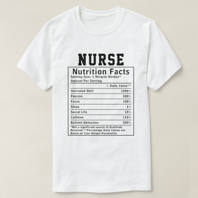 T-shirt Cadeau Faits Nutrition Infirmière Drôle pour le Pe (Design devant)
