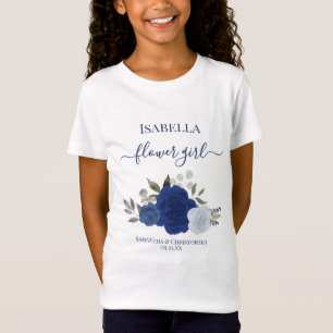 T-Shirt Cadeau Fille Fleur Mariage Chic Bohème Bleu Mignon