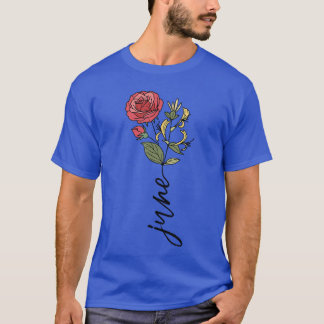 T-shirt cadeau fleur de naissance juin rose chèvrefeuille