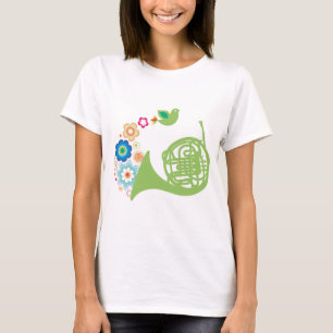 T-shirt Cadeau fleuri de musique de cor de harmonie