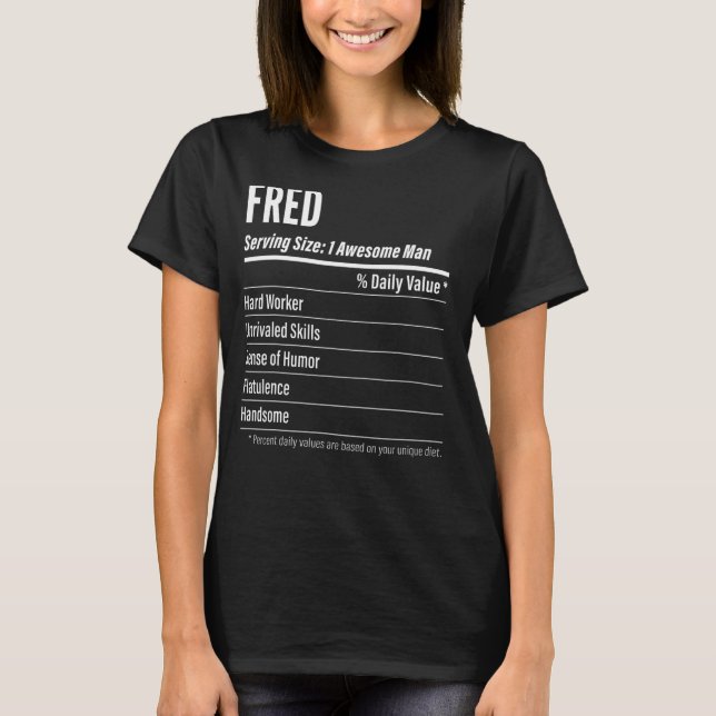 T-shirt Cadeau Fred, Faits nutritionnels Taille du service (Devant)
