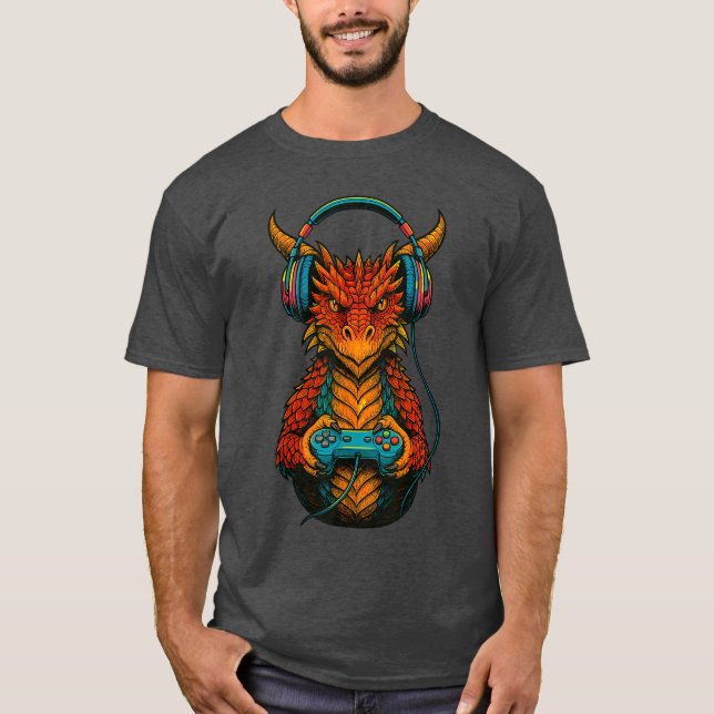 T-shirt Cadeau Gamer Dragon Gaming (Devant)