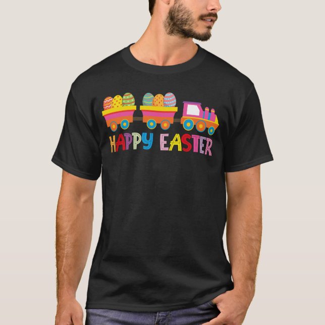 T-shirt Cadeau heureux de train d'oeufs de pâques (Devant)