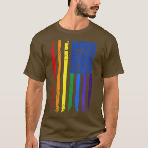 T-shirt Cadeau LGBT Pride Rainbow Drapeau Américain Gay Pr
