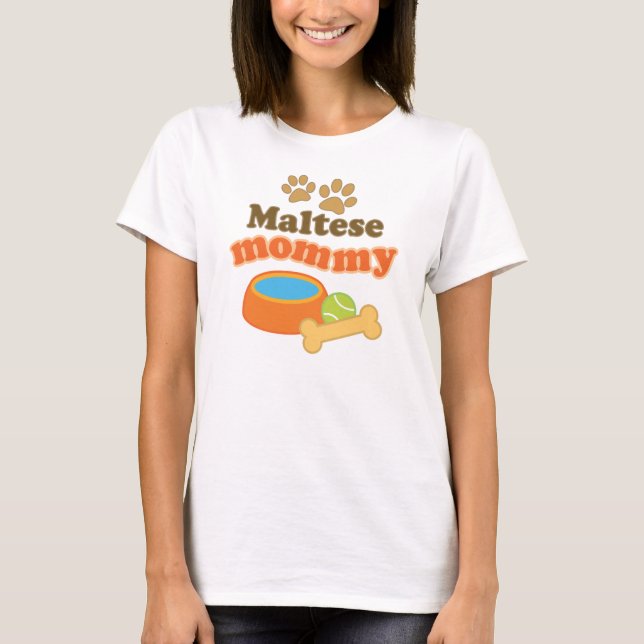 T-shirt Cadeau maltais de race de chien de maman (Devant)