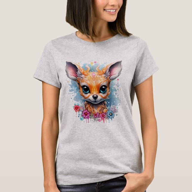 T-shirt Cadeau mignon de faon qui gambade (Devant)