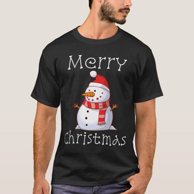 T-shirt Cadeau mignon de Noël de bonhomme de neige (Devant)