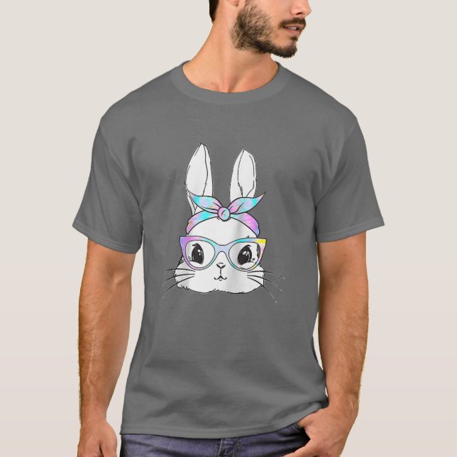 T-shirt Cadeau mignon lapin visage léopard lunettes Headba (Devant)