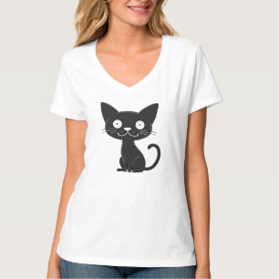 T-shirt Cadeau minimaliste de chat noir mignon pour amateu