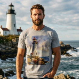 T-shirt Cadeau nautique de phare à aquarelle pour hommes