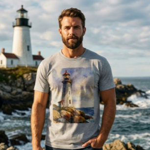 T-shirt Cadeau nautique de phare à aquarelle pour hommes