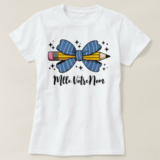 T-shirt Cadeau Nom Personnalisé Nœud Papillon & Crayon
