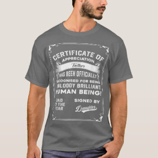 T-shirt Cadeau Papa De Fille Certificat Père De
