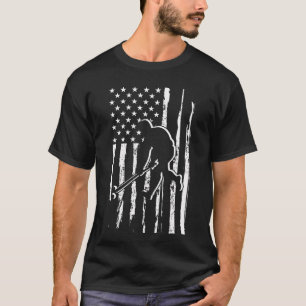 T-shirt Cadeau patriotique de hockey sur glace avec drapea