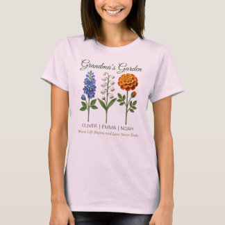 T-shirt Cadeau personnalisé de grand-mère fleurs au croche