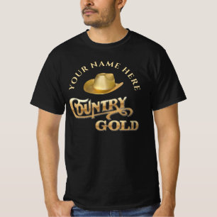 T-shirt Cadeau personnalisé de style western Country Gold 