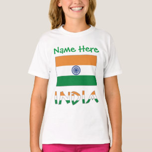 T-shirt Cadeau personnalisé drapeau Inde Fille