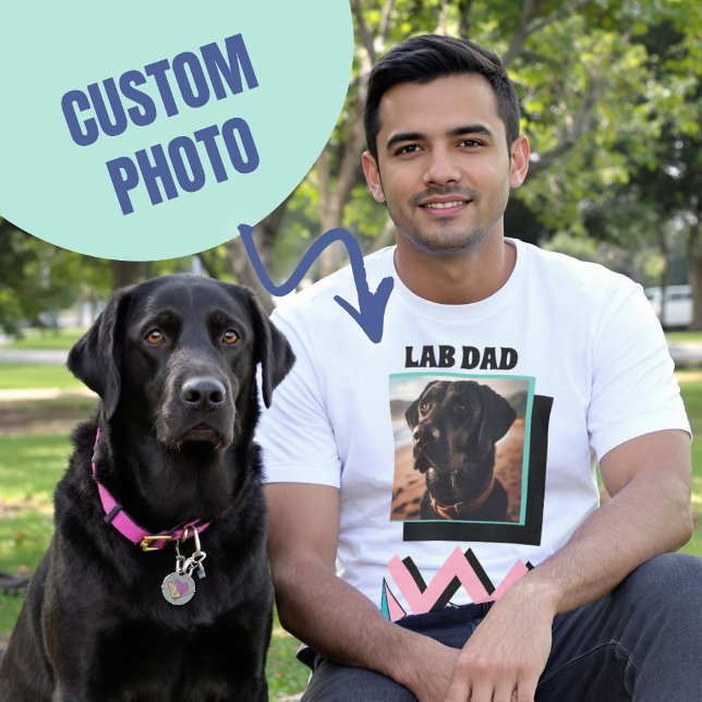 T-shirt Cadeau photo de chien personnalisé pour le proprié (Lab Dad Custom Dog Photo Gift for Labrador Owner T-Shirt)
