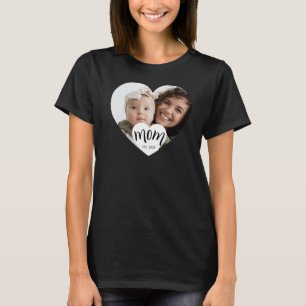 T-shirt Cadeau Photo de Coeur Établie Maman pour Nouvelle
