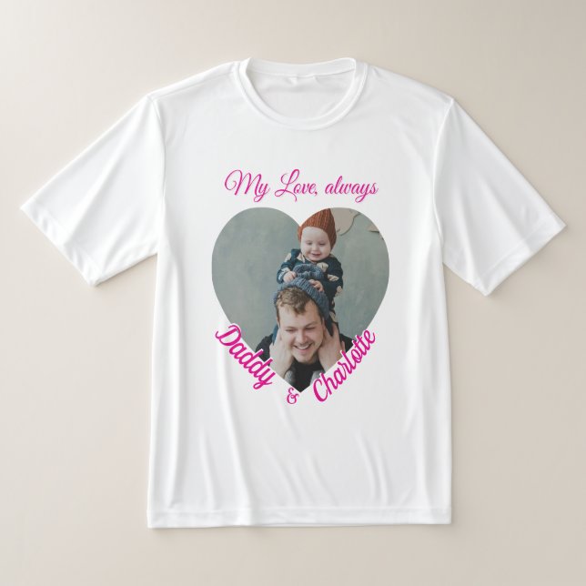 T-shirt Cadeau photo personnalisé en forme de coeur Papa & (Poser)