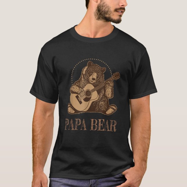 T-shirt Cadeau Pour Guitare Player GUITARIST Papa Bear Fun (Devant)