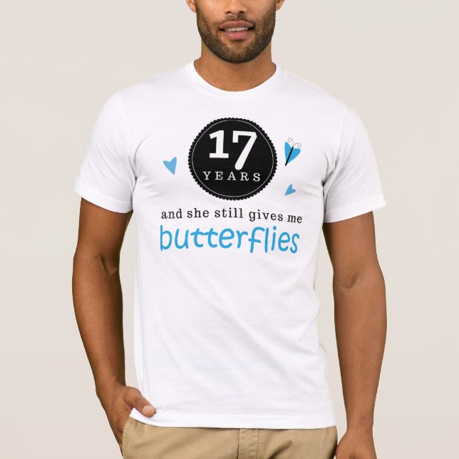 T-shirt Cadeau pour le 17ème papillon d'anniversaire de (Devant)