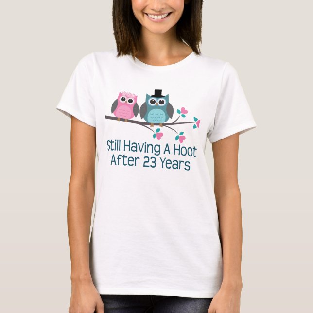 T-shirt Cadeau pour le 23e anniversaire Mariage Hoot (Devant)