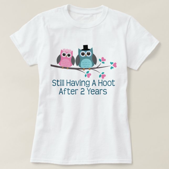 T-shirt Cadeau pour le hoot du 2e anniversaire du Mariage (Design devant)