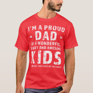 T-shirt Cadeau pour papa avec quatre enfants