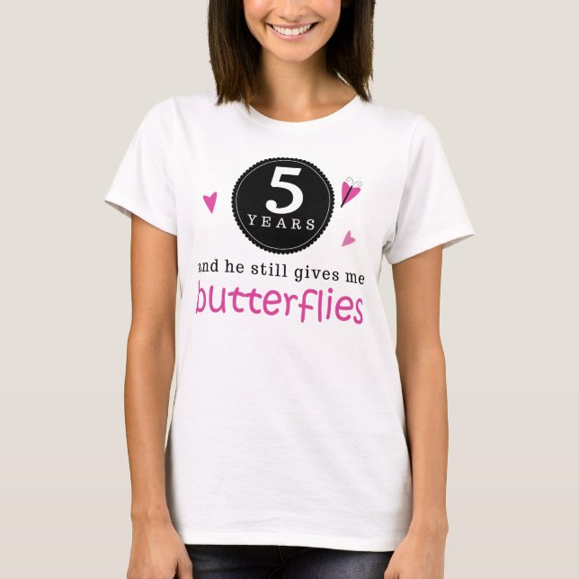 T-shirt Cadeau pour papillon 5e anniversaire Mariage (Devant)