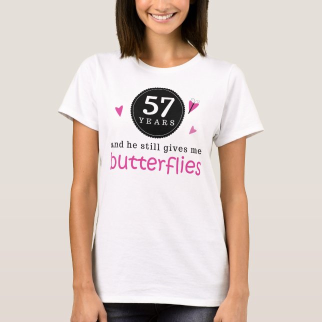 T-shirt Cadeau pour papillon du 57e anniversaire du Mariag (Devant)