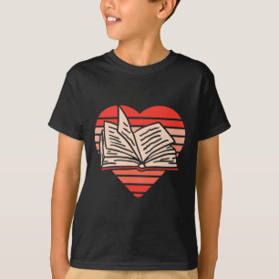 T-shirt Cadeau Rétro Amour du Cœur de Lecture de Livre Pou