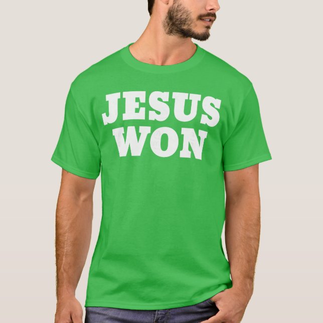 T-shirt Cadeau rétro Jésus a gagné (Devant)