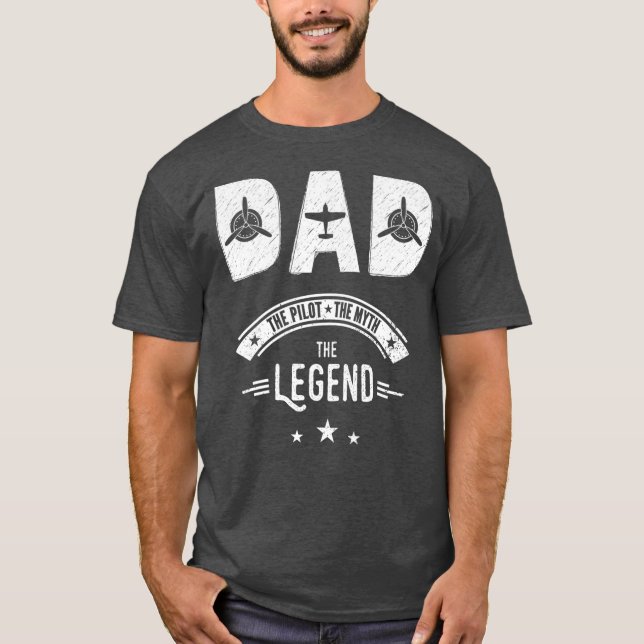 T-shirt Cadeau Rétro Pour Pilote DAD Legend Aviation (Devant)