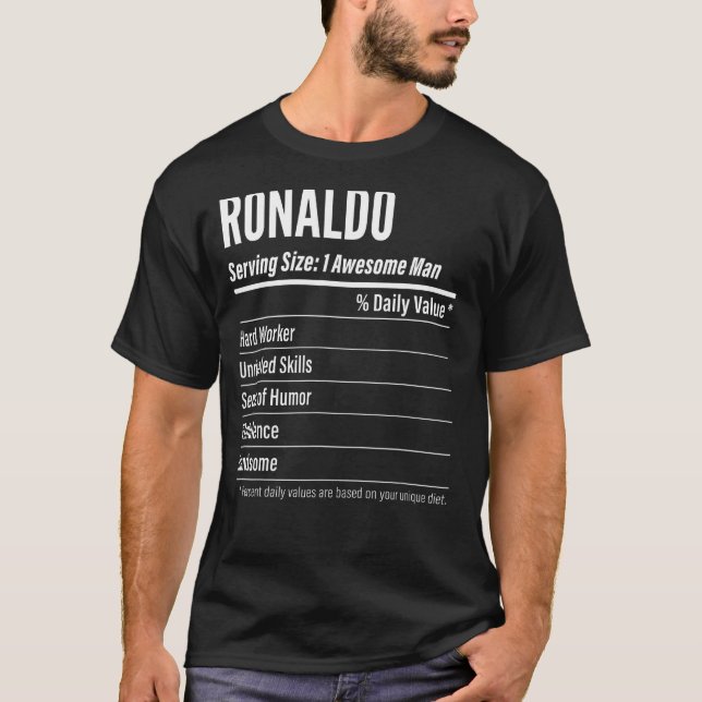 T-shirt Cadeau Ronaldo, Faits nutritionnels Taille du serv (Devant)