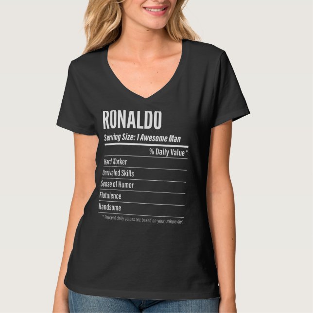 T-shirt Cadeau Ronaldo, Faits nutritionnels Taille du serv (Devant)