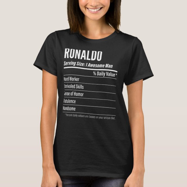 T-shirt Cadeau Ronaldo, Faits nutritionnels Taille du serv (Devant)