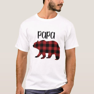 T-shirt Cadeau rouge d'ours de papa de plaid de Buffalo