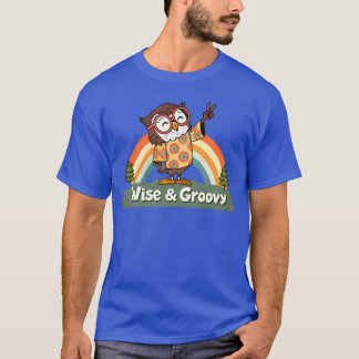T-shirt Cadeau Sage Groovy Owlie Teinture Rétro 70s