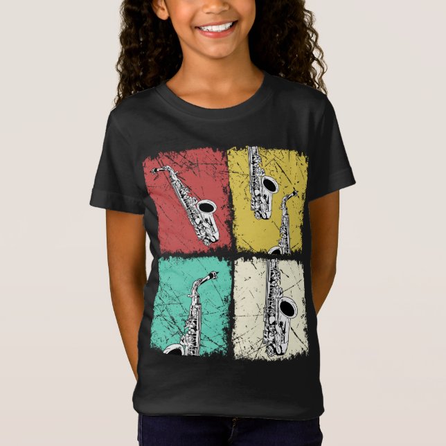 T-Shirt Cadeau Saxophoniste Hommes Femmes Jazz Musique Sax (Devant)