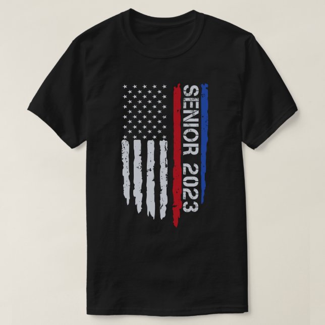 T-shirt Cadeau senior 2023 américain Drapeau américain de  (Design devant)