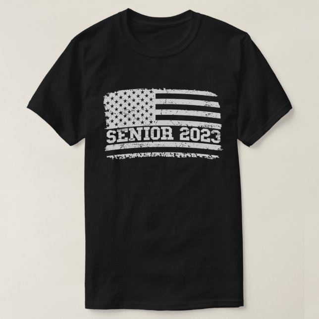 T-shirt Cadeau senior 2023 américain Drapeau américain de  (Design devant)