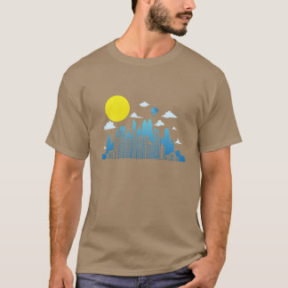 T-shirt Cadeau Silhouette de ville avec lune et bâtiment S