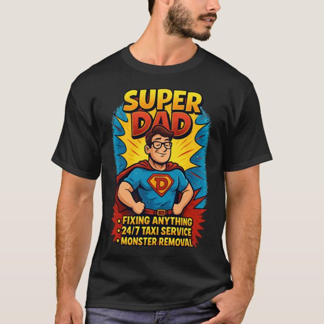 T-shirt Cadeau Super Papa - Fête des pères Superhero Comic (Devant)