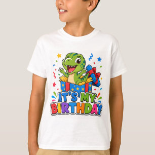 T-shirt Cadeau Surprise Boîte Dinosaure C'est Mon Annivers