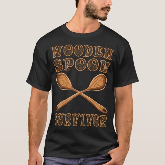 T-shirt Cadeau Survivant en cuillère en bois (Devant)