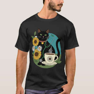 T-shirt Cadeau Tasse à Café Stéthoscope Chat Noir
