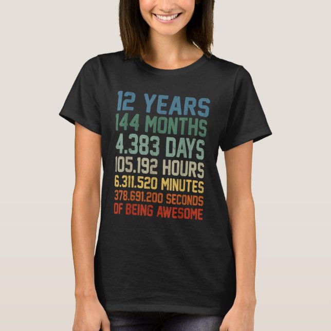 T-shirt Cadeau vintage 12e anniversaire 12 ans (Devant)