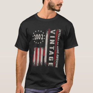 T-shirt Cadeau Vintage 2002 American Flag 20E